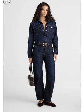 Madewell The Darted Barrel-Leg Jean SoftDrape 28 High Rise Button Fly Denim NWT